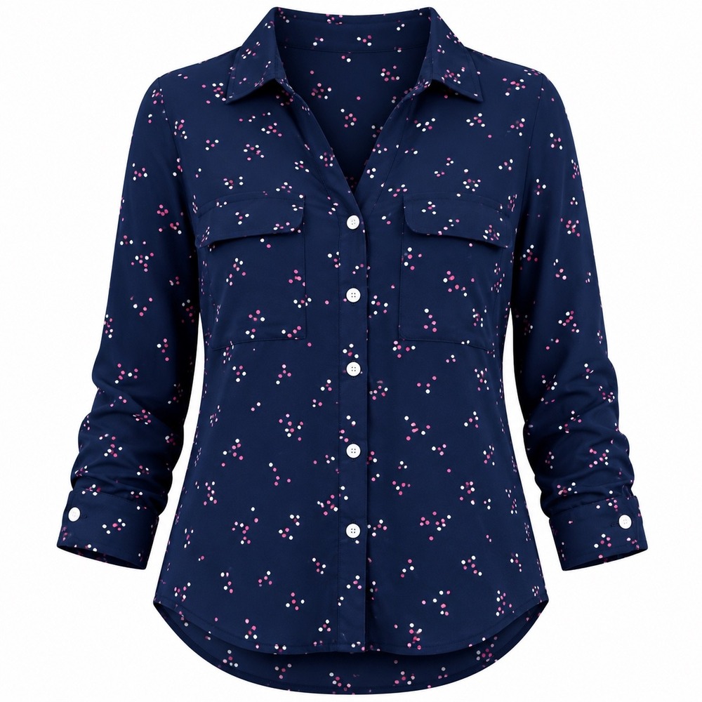Gap Polka Dot Rayon Button Down Utility Shirt Large business casual preppy top